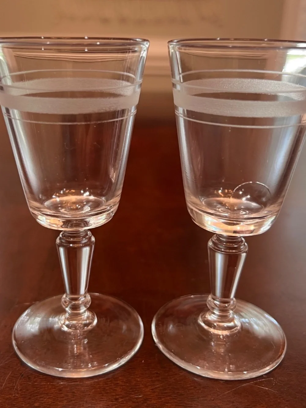 Vintage Rydberg Style Etched Wine/Cocktail Glasses - Set of 2